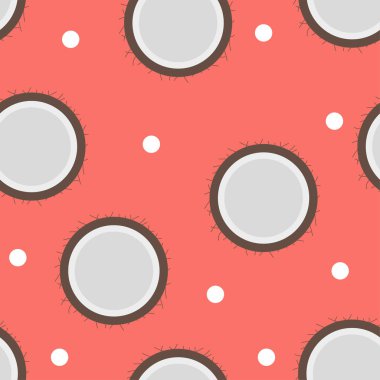 Vektör tropikal meyve Hindistan cevizi ile seamless modeli. Yaz illüstrasyon.