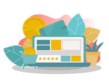 Online alışveriş. Açılış sayfası şablonu. Web tasarımı için modern düz kavramı