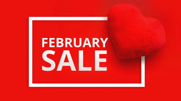 Top view on composition with hearts on red background. February sale — Stock Photo, Image