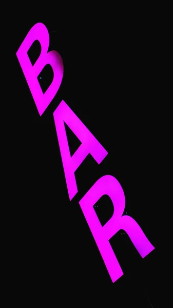 Flouresant neon znak Bar - pionowe czarne tło — Zdjęcie stockowe