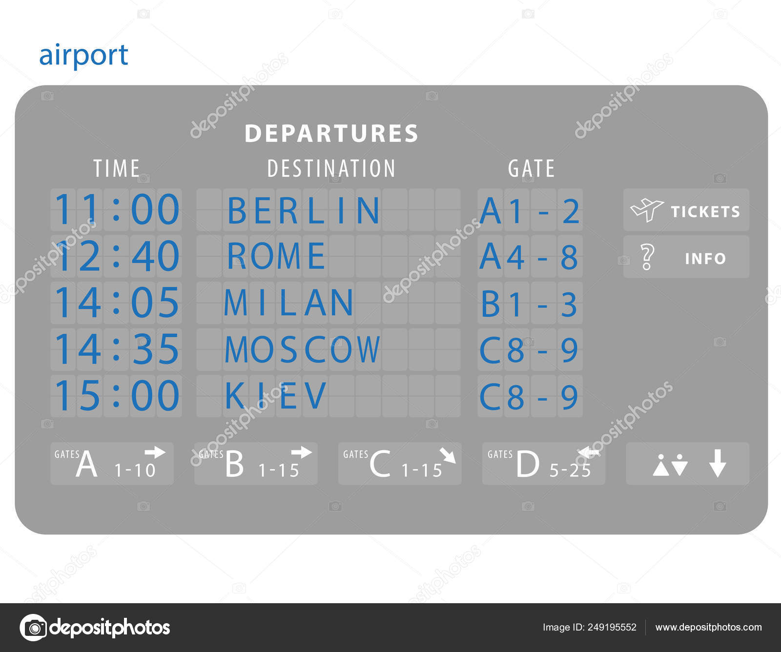 Vector Airport Board Isolated Mechanical Flip Airport Scoreboard Stock Vector C Brill 249195552