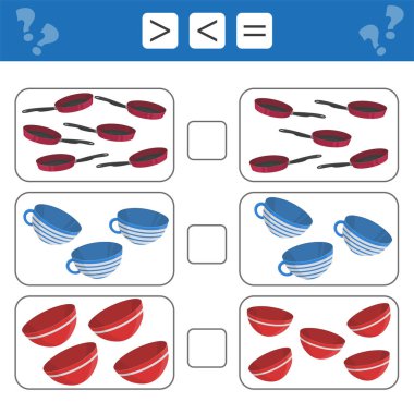 Öğrenme matematik, sayılar - seçmek daha, daha az veya eşit. Çocuklar için görevler