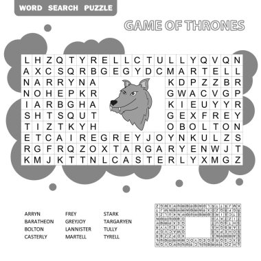 Crossword-arama kelimeleri oyunu, çocuklar için eğitim oyunu-Thrones oyunu