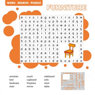 Crossword-oturma odası-Ingilizce kelime öğrenme