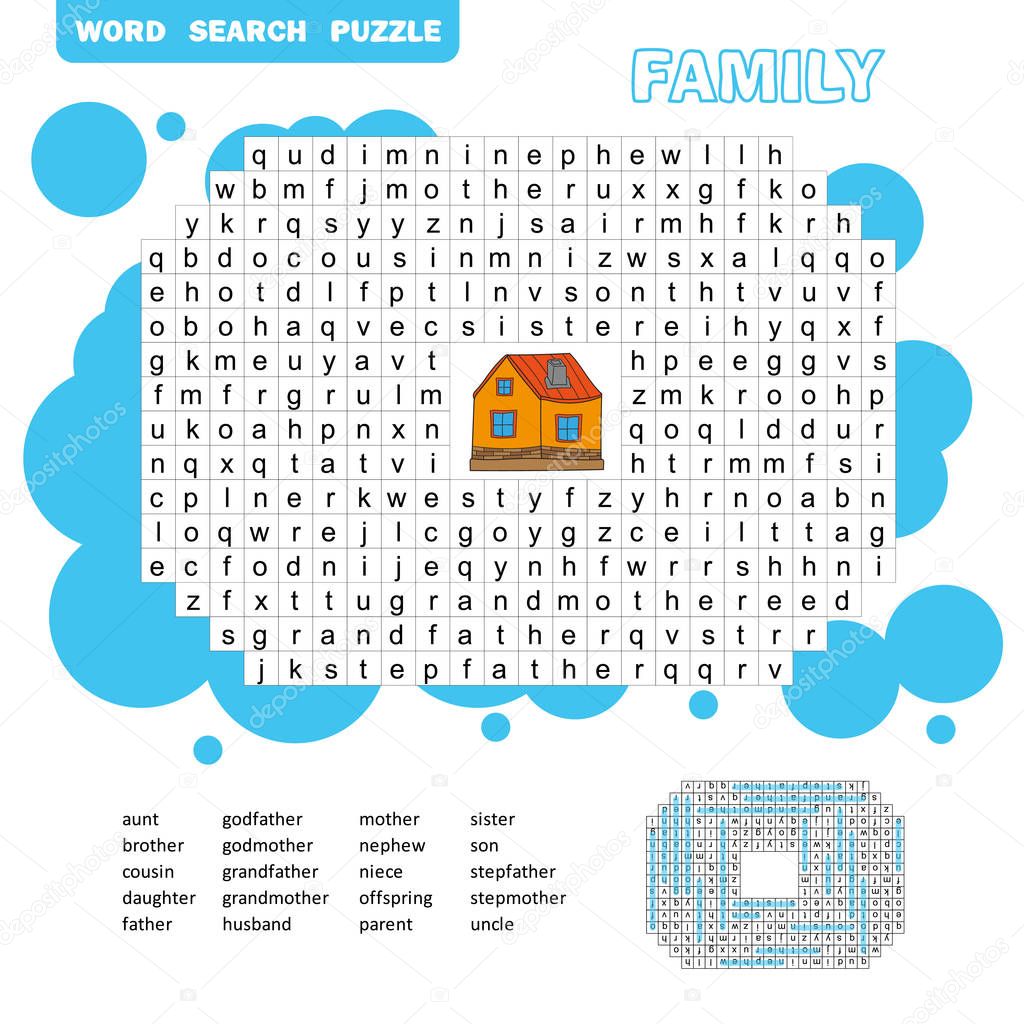 Puzzle and coloring activity page - word search puzzle - English
