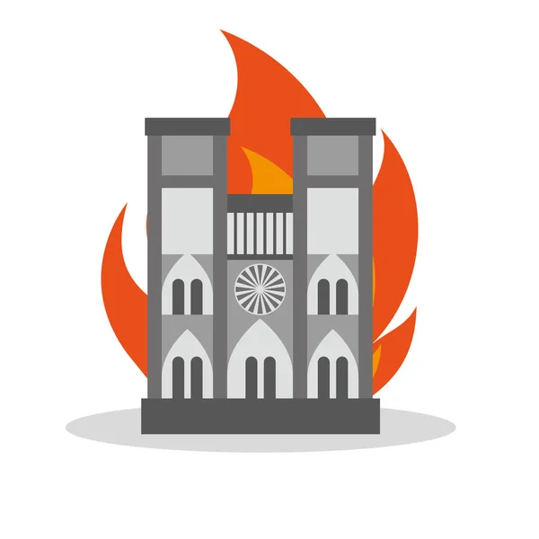Frankreich - 15. April 2019 Feuer in der Kathedrale Notre Dame — Stockvektor