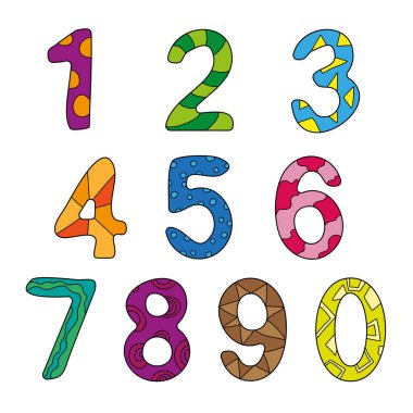 Vektör karikatür rakamlar çocuklar. Renk numarası