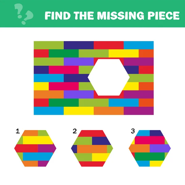 Visual logic puzzle. Find missing piece - Puzzle game for Children. — Stock Vector