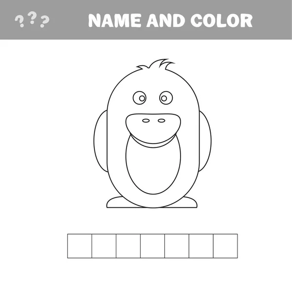 Σταυρόλεξο πιγκουίνου κινουμένων σχεδίων. Όνομα και χρώμα παιχνίδι εκτύπωσης — Διανυσματικό Αρχείο
