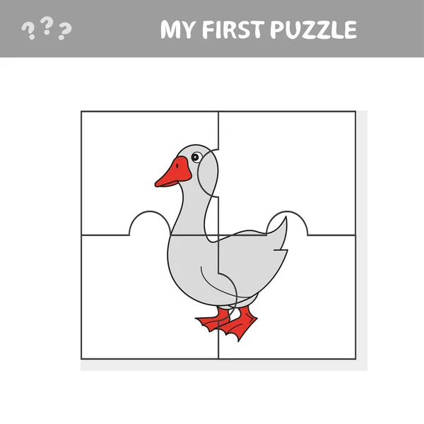 Cartoon Goose puzzle. Illustrazione vettoriale per l'educazione dei bambini — Vettoriale Stock