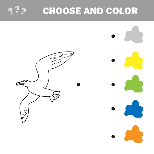 Juego educativo para colorear libro gaviota aves vector ilustración — Archivo Imágenes Vectoriales