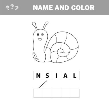 Karikatür salyangoz boyama sayfası anahat. Vektör illüstrasyon, boyama kitabı