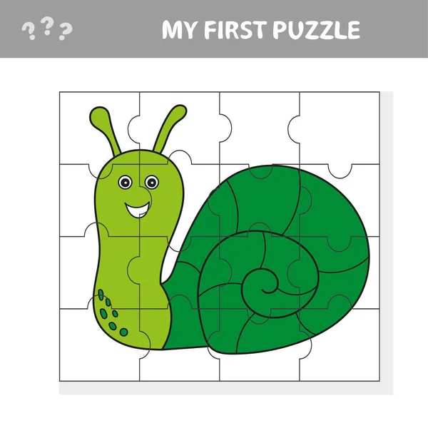 Juego de puzzle educativo para niños. Hoja de actividad infantil con carácter de caracol — Archivo Imágenes Vectoriales