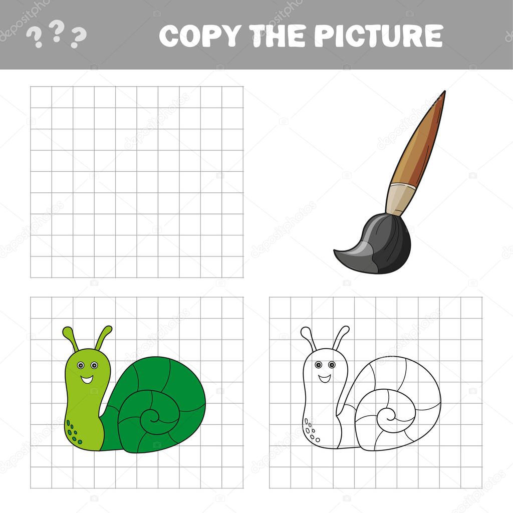 Coloring page outline of cartoon snail. Vector illustration, coloring book