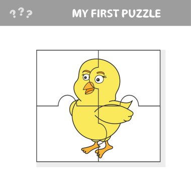 Tavuklu Okul Öncesi Çocuklar İçin Çizgi Film Eğitimi Yapboz Oyunu