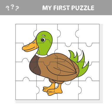 Eğitim Jigsaw Puzzle Oyunu Karikatür Vektör İllüstrasyon