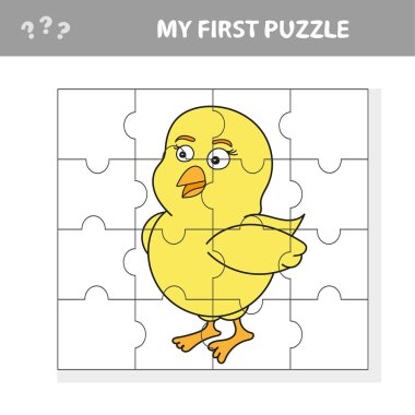 Tavuklu Okul Öncesi Çocuklar İçin Çizgi Film Eğitimi Yapboz Oyunu