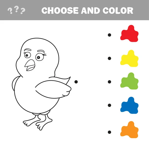 Pui de colorat, cartea de colorat pentru copiii preșcolari — Vector de stoc