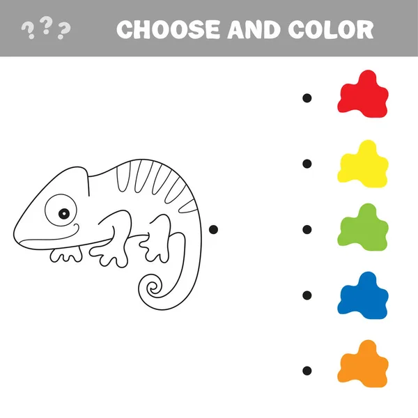 Leguan gefärbt werden. Malbuch für Kinder. visuelles Spiel. — Stockvektor