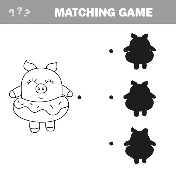 おかしな豚だ塗り絵描画ゲーム — ストックベクタ