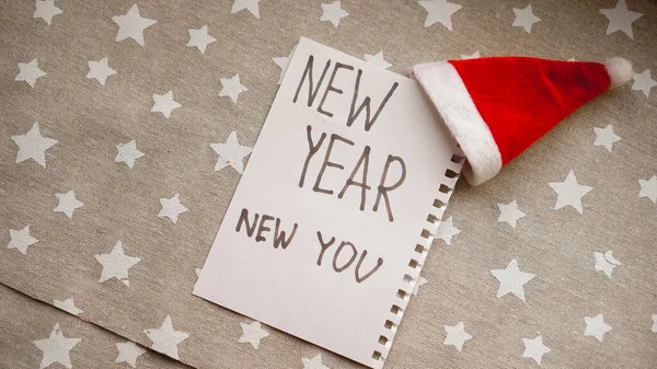Texto novo ano novo você no caderno de ano novo — Fotografia de Stock