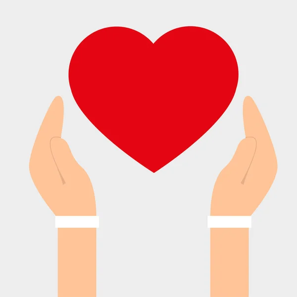 Kalp işaretli iki el. Aşk, romantik ilişki konsepti. — Stok Vektör