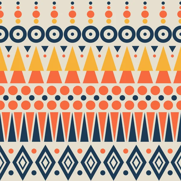 Patrón geométrico abstracto. Motivos étnicos y tribales. Naranja, colores azules — Archivo Imágenes Vectoriales
