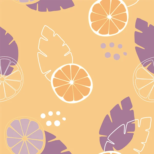 Vector hand drawn orange fruit seamless pattern. Fresh summer illustration — Stock Vector