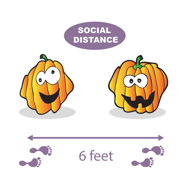 Soziale Distanzierung. Covid-19-Virus, Halloween-Vektor — Stockvektor