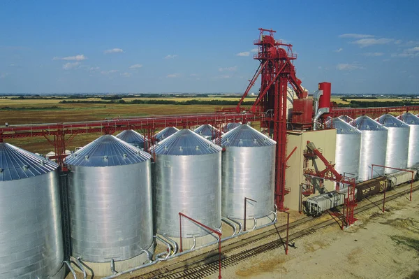 Vista Aérea Silos Yoricton Saskatchewan Canadá — Fotografia de Stock