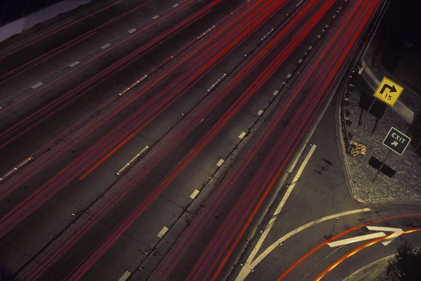 Rozmazané Vozidlo Světla Dálnici Los Angeles Kalifornie Usa — Stock fotografie