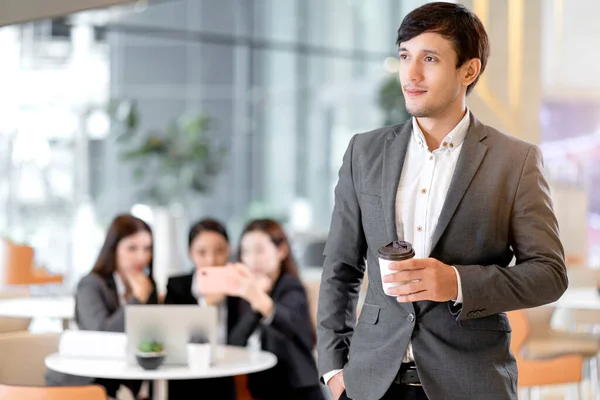 Portrait Asian Business People Standing Confident Cheerful Business Teamwork Meeting — Stock Photo, Image