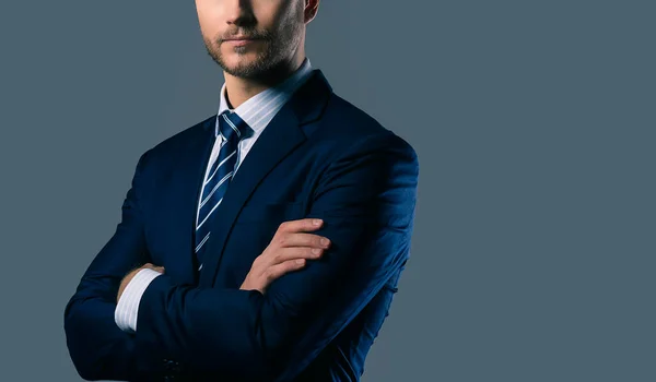 Eleganz Kaukasischen Erfolgreiche Geschäftsmann Mit Bart Nahaufnahme Tragen Formale Anzug — Stockfoto