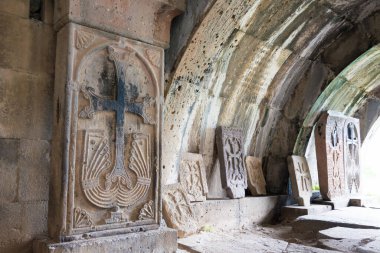 Alaverdi, Ermenistan - Haghpat köyündeki Haghpat Manastırı, Alaetti, Lori, Ermenistan. Haghpat ve Sanahin Manastırı Dünya Mirası Bölgesi 'nin bir parçasıdır..