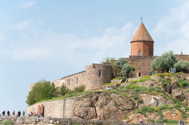 Ararat, Ermenistan - Ararat Dağı ile Khor Virap Manastırı. Lusarat, Ararat, Ermenistan 'da ünlü bir tarihi mekan.