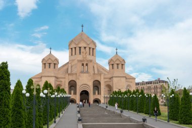 Erivan, Ermenistan - Aydınlatma Katedrali Aziz Gregory. Erivan, Ermenistan 'da ünlü bir turizm merkezi..