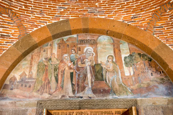 Echmiatsin Armenia Antiguo Mural Iglesia Saint Gayane Echmiatsin Armenia Iglesia — Foto de Stock