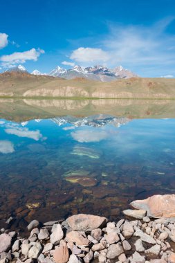 Himachal Pradesh, Hindistan - Lahaul ve Spiti 'deki Chandra Taal (Ay Gölü), Himachal Pradesh, Hindistan. Ramsar Sözleşmesi 'nin bir parçası, Chandertal Bataklıkları..