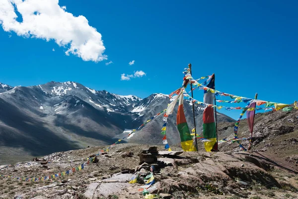 Himachal Pradesh Indien Tibetische Gebetsfahne Kunzum Pass Kunzum Chandra Taal — Stockfoto