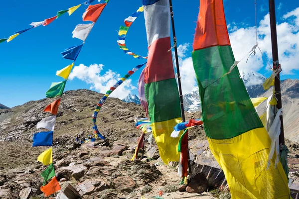 Himachal Pradesh Inde Drapeau Prière Tibétain Col Kunzum Kunzum Cours — Photo