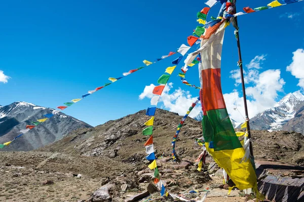 Himachal Pradesh India Tibetan Prayer Flag Kunzum Pass Kunzum Chandra — Stock Photo, Image