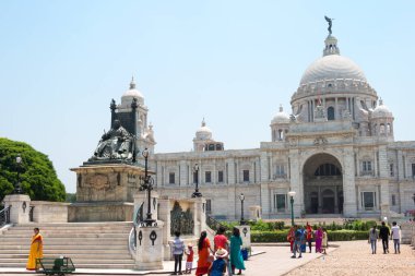 Kolkata, Hindistan - Victoria Memorial 'da Kraliçe Victoria Heykeli. Kolkata, Batı Bengal, Hindistan 'da ünlü bir tarihi yer..