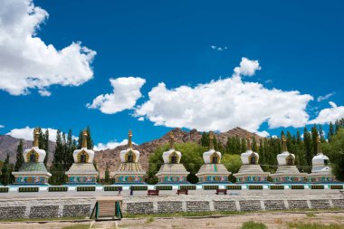 Ladakh, Hindistan - Tibet Stupa Choglamsar, Ladakh, Jammu ve Kashmir 'deki Dalai Lama Sarayı' nda (JIVETSAL / Papa Cenapları Fotoğrafı).