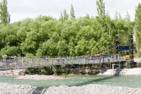 Ladakh India Puente Maitri Sobre Río Indo Choglamsar Ladakh Jammu — Foto de Stock