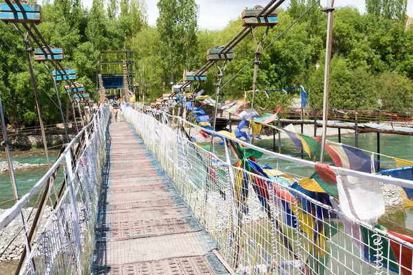 Ladakh India Puente Maitri Sobre Río Indo Choglamsar Ladakh Jammu — Foto de Stock