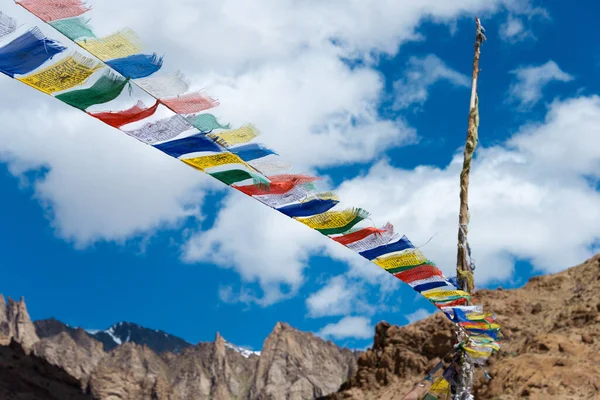 Ladakh Indien Tibetische Gebetsfahne Sermangchan Pass Tsermangchan Pass 3897M Blick — Stockfoto