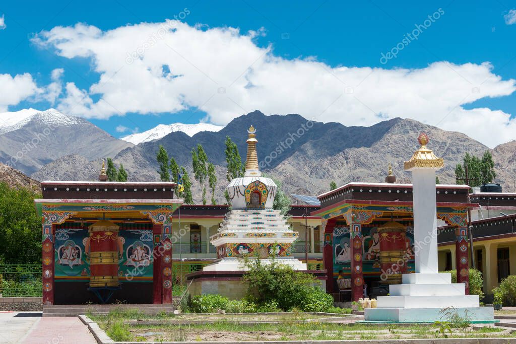 Ladakh, India - Karma Dupgyud Choeling Monastery in Choglamsar, Ladakh, Jammu and Kashmir, India.