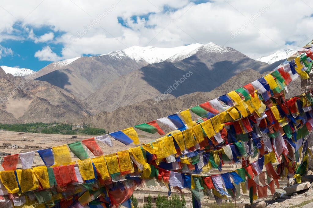 Ladakh, India - Beautiful scenic view from Zangdok Palri Monastery in Choglamsar, Ladakh, Jammu and Kashmir, India.