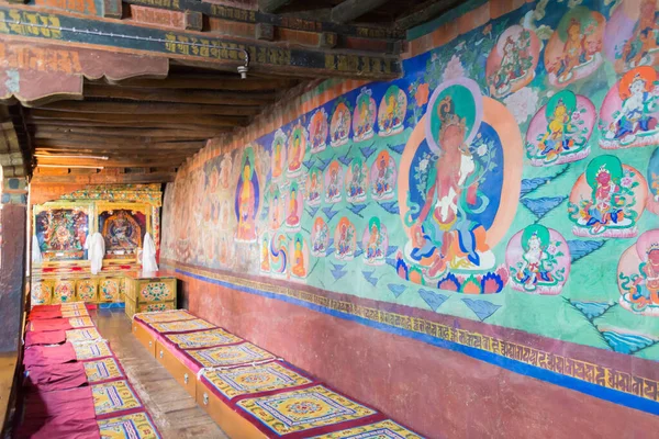 Ladakh, Hindistan - Ladakh, Jammu ve Kashmir, Hindistan 'daki Thikse Manastırı' ndaki Antik Duvar. Manastır aslında 15. yüzyılda inşa edildi..