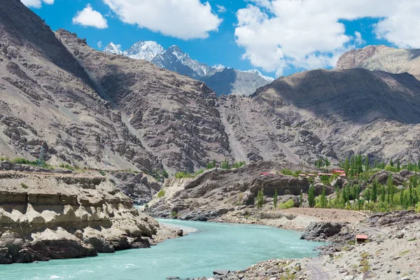 Ladakh Inde Vue Sur Rivière Indus Entre Alchi Monastère Rizong — Photo